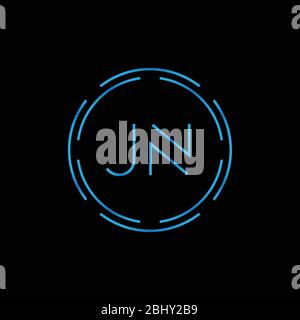 Lettre créative JN logo Design Vector Template. Logo numérique lettre liée JN Illustration de Vecteur