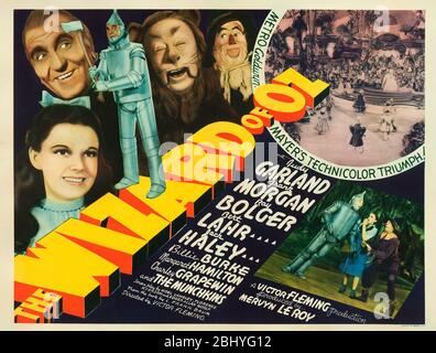 The Wizard of Oz Year: 1939 USA Director: Victor Fleming Judy Garland, Ray Bolger, Bert Lahr, Jack Haley, Frank Morgan Movie poster (USA) Banque D'Images