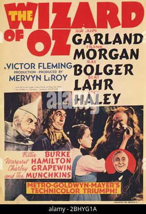 The Wizard of Oz Year: 1939 USA Director: Victor Fleming Judy Garland, Ray Bolger, Bert Lahr, Jack Haley Movie poster (USA) Banque D'Images