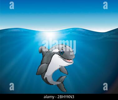 bande dessinée d'orques sur la mer Illustration de Vecteur