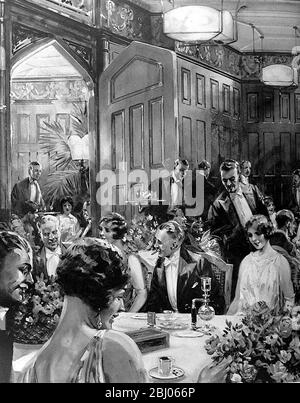 The Oak - salle de banquet à panneaux à Kettner's, Londres. - 7 août 1926 Banque D'Images