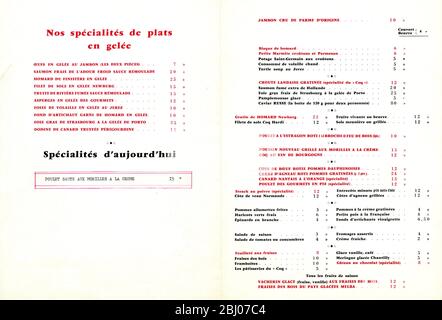 Collection de menus - le Coq Hardi - Bougival, Paris, France Banque D'Images