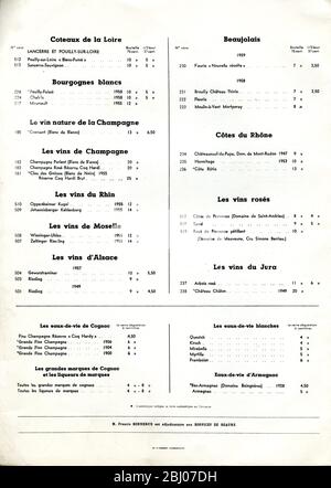 Collection de menus - le Coq Hardi - Bougival, Paris, France Banque D'Images