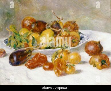 Fruits du Midi - par Pierre Auguste Renoir ( 1841 - 1919 ) - Pierre-Auguste Renoir (25 février 1841 - 3 décembre 1919) était un artiste français qui peint dans le style impressionniste. - Banque D'Images