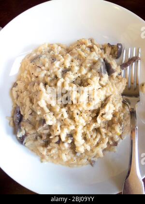 Risotto fait avec riz canarola avec champignons sauvages Banque D'Images