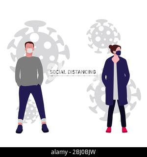 Distanciation sociale. Mesure de protection contre le coronavirus. COVID-19 conseils sur la maladie pour le public. Illustration vectorielle Illustration de Vecteur