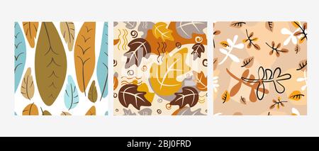 Une collection de 3 motifs faits dans un style minimaliste naturel Illustration de Vecteur