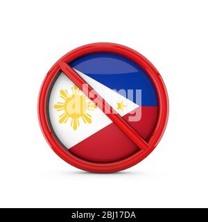 Le drapeau des Philippines n'a pas interdit de symbole d'entrée. Rendu 3D Banque D'Images