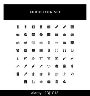 les icônes vectorielles audio musicales sont définies avec un style glyphe Illustration de Vecteur