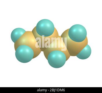 Le butane est un composé organique dont la formule est la suivante : le  -10, un alcane à quatre atomes de carbone. Le butane est un gaz à température ambiante et préatmosphérique Banque D'Images