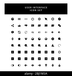 Icônes vectorielles de base de l'interface utilisateur définies avec la conception de style glyphe Illustration de Vecteur