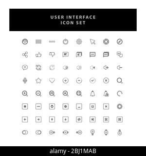 Icônes vectorielles de base de l'interface utilisateur définies avec la conception de contours Illustration de Vecteur