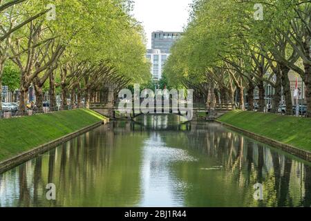 Der Stadtgraben oder Kälchen in der Königsallee, Landeshauptstadt Düsseldorf, Nordrhein-Westfalen, Deutschland, Europa | Canal M. Banque D'Images