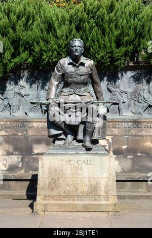 The Call 1914 - Mémorial de guerre Écosse-américain dans les jardins de West Princes Street, Édimbourg, Écosse, Royaume-Uni Banque D'Images