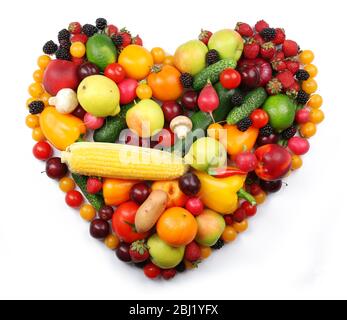 Les fruits et légumes frais isolated on white Banque D'Images