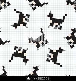 Chat Noir Pixel Art Sans Motif 8 Bit Digital Home Animal Arriere Plan Vector Ornament Image Vectorielle Stock Alamy