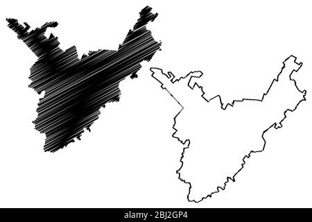 Prizren City (République du Kosovo) illustration vectorielle de carte, esquisse de griffonnage carte de la ville de Prizren Illustration de Vecteur