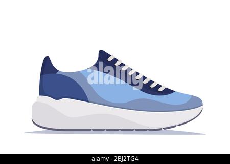 Baskets modernes tendance, vue latérale. Baskets de mode. Chaussures de sport confortables. Illustration vectorielle en style plat Illustration de Vecteur