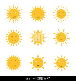 Icônes Sun emoji Illustration de Vecteur