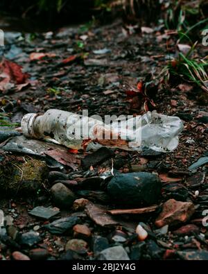 Pollution plastique dans la nature - des images ont été prises pour sensibiliser la population à la crise environnementale dans le monde. Banque D'Images