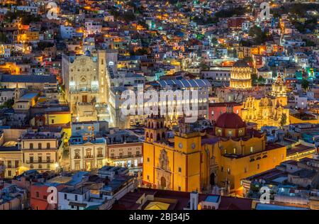 Vue panoramique sur Guanajuato, Mexique. Patrimoine mondial de l'UNESCO. Banque D'Images