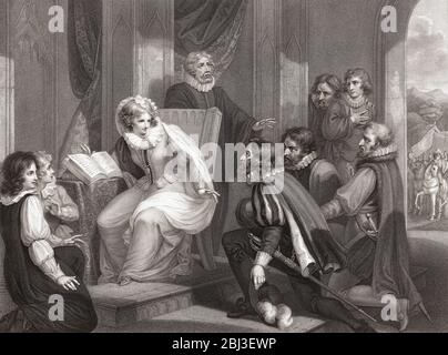 La reine Elizabeth Je reçois des nouvelles de la mort de sa sœur, la reine Marie. Elizabeth I, 1533 –1603. Reine d'Angleterre et d'Irlande. D'une gravure datée de 1792 par Luigi Schiavonetti après une oeuvre de Richard Westal. La mort de Marie en 1558 a fait d'Elizabeth un successeur au trône anglais. Banque D'Images