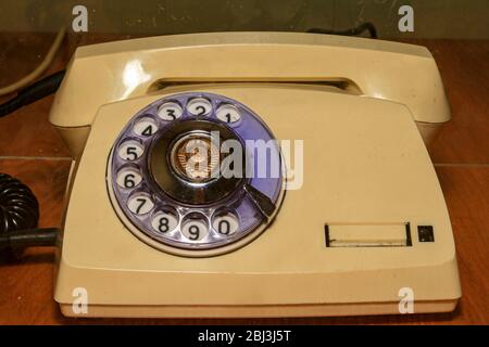 Vieux téléphone d'Union soviétique vintage Banque D'Images