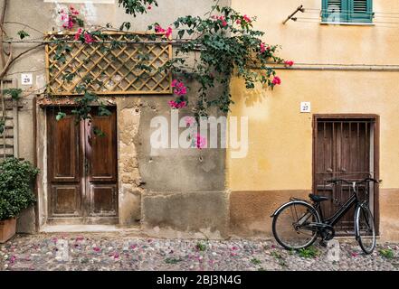 Charmant détail maison à Alghero en Sardaigne. Banque D'Images