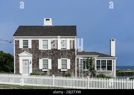 Charmante maison de plage à Corporation Beach sur Cape Cod dans le Massachusetts. Banque D'Images