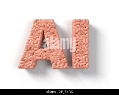 Ai workd en fait de cerveau humain. Adapté pour le cerveau, la biologie, la médecine, la science et les thèmes de police. Illustration tridimensionnelle Banque D'Images