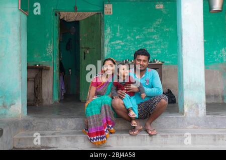 Famille rurale indienne , Inde Banque D'Images