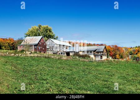 Ferme rustique d'automne à Stowe dans le Vermont. Banque D'Images