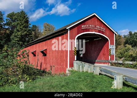 Pont couvert de Buskirk. Banque D'Images