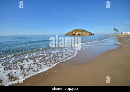 Playa de Nares le matin. Le long de la côte de Mazarrón. Murcie. Espagne. Banque D'Images