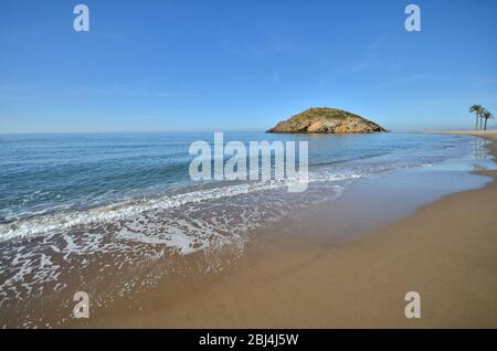 Playa de Nares le matin. Le long de la côte de Mazarrón. Murcie. Espagne. Banque D'Images