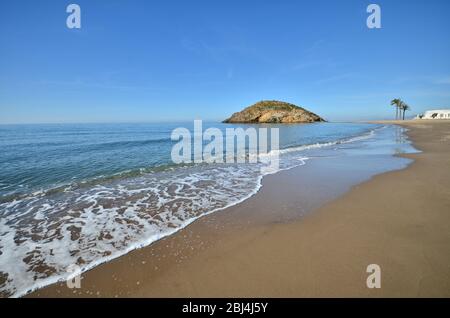 Playa de Nares le matin. Le long de la côte de Mazarrón. Murcie. Espagne. Banque D'Images