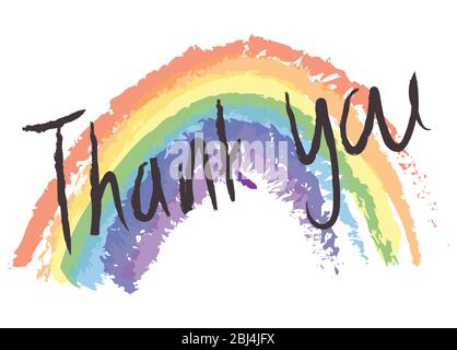 MERCI de vous faire illustrateur du vecteur arc-en-ciel pendant la pandémie de coronavirus de 2020 (Angleterre) Illustration de Vecteur