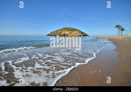 Playa de Nares le matin. Le long de la côte de Mazarrón. Murcie. Espagne. Banque D'Images