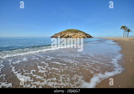 Playa de Nares le matin. Le long de la côte de Mazarrón. Murcie. Espagne. Banque D'Images