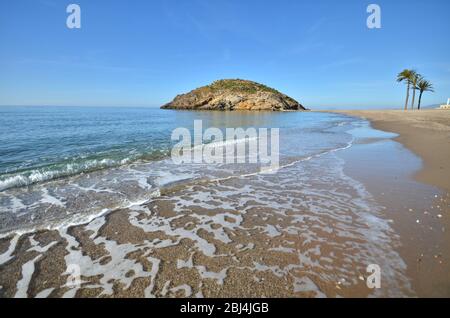 Playa de Nares le matin. Le long de la côte de Mazarrón. Murcie. Espagne. Banque D'Images