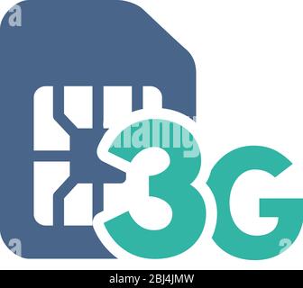 Carte SIM avec icône réseau à plat 3 Go. Emplacement mobile, symbole de puce de téléphone Illustration de Vecteur