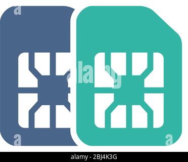 Icône plate de la carte SIM double. Emplacement mobile, symbole de puce de téléphone Illustration de Vecteur