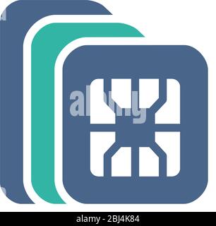 Icône à plat de différents types de carte SIM. Normal, micro, Nano - symbole de carte téléphonique Illustration de Vecteur