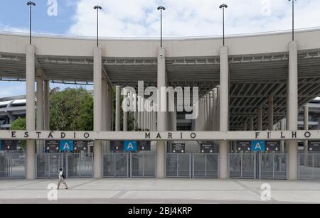 L'entrée emblématique du stade Maracanã, Rio de Janeiro, Brésil Banque D'Images