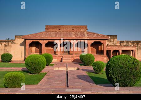 Ancien palais de grès rouge à la ville de Mughal de Fatehpur Sikri à Agra, en Inde Banque D'Images