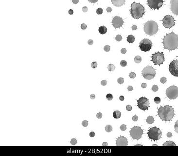 Éclabousse les éclaboussures et les breloques d'encre noire. Fond noir aquarelle. Arrière-plan ou textures aquarelle Banque D'Images