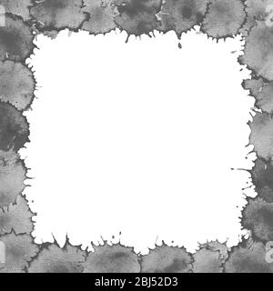 Cadre rétro pastel isolé sur fond blanc. Des éclaboussures d'encre noire. Formes d'arrière-plan Grunge. Banque D'Images