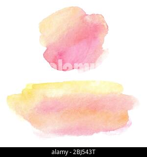 Taches d'aquarelle rose et jaune Banque D'Images