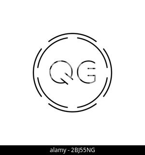 Modèle vectoriel de conception de logo QG lettre initiale. Design numérique du logo QG Letter Abstract Circle Illustration de Vecteur