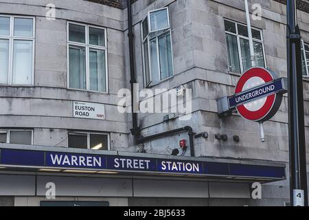 London/UK-26/07/18:Warren Street est une station de métro londonienne, qui fait partie des lignes Northern et Victoria. Situé à l'intersection de Tottenham court Roa Banque D'Images